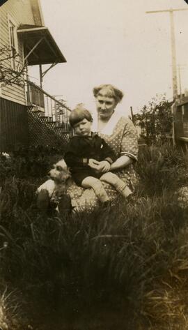 Woman, boy, and dog