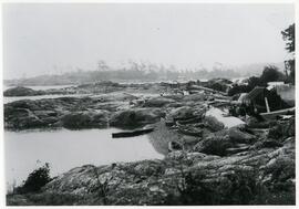First Nations dwellings on shoreline