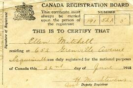 Canada Registration Certification 1918
