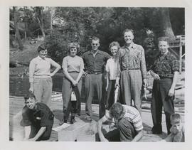 Jack Weber, Marg Weber, and other Yarrows employees at Anchorage Boat House on a fishing trip at ...