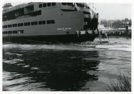 Launching the Queen of Oak Bay from Yarrows shipyard