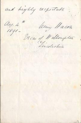 Back of letter