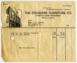 Invoice for Captain J.L. Bowden from The Standard Furniture Co.